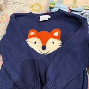 Little English Navy Sweater with Fox Design